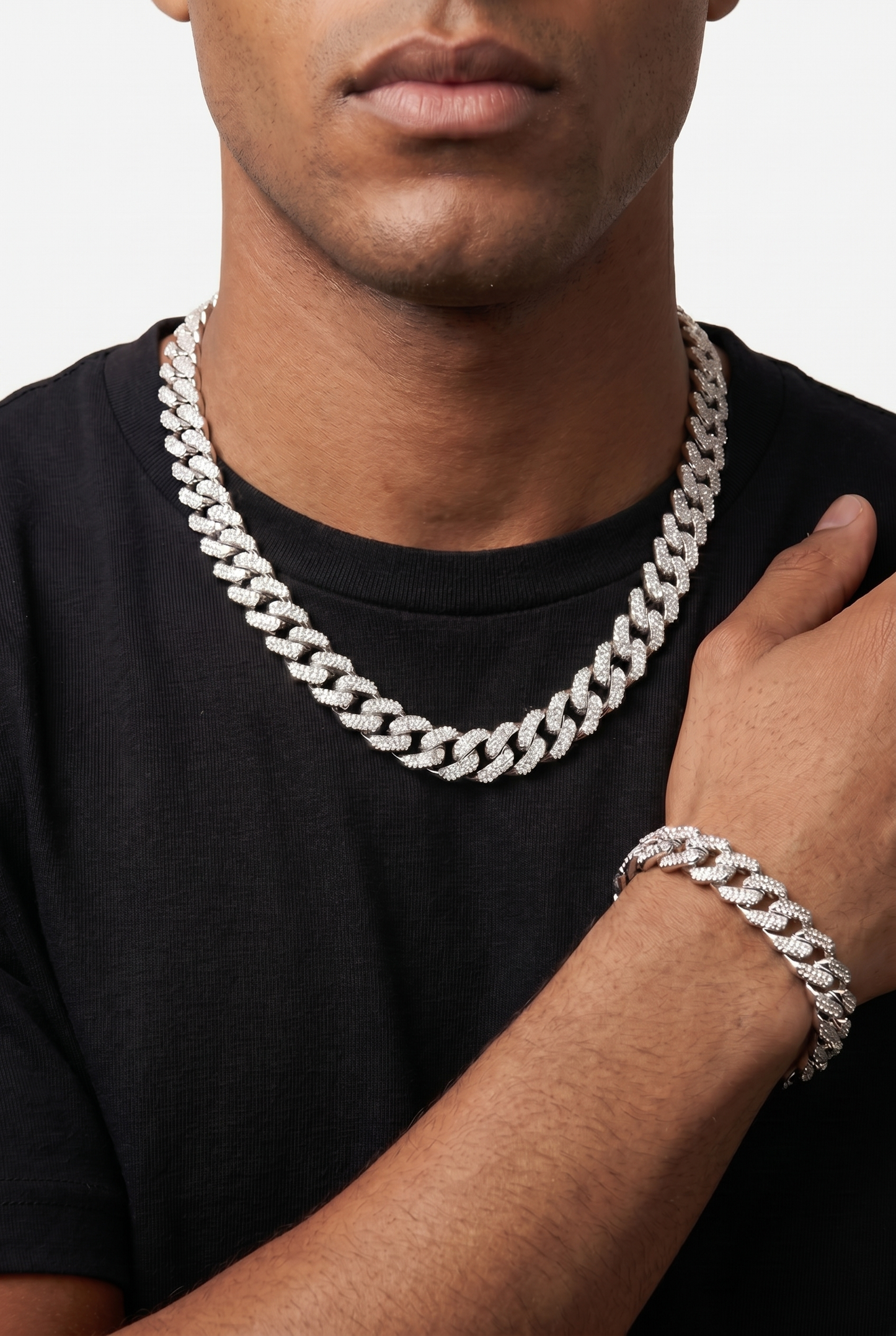 14mm Iced Prong Chain + Bracelet Set