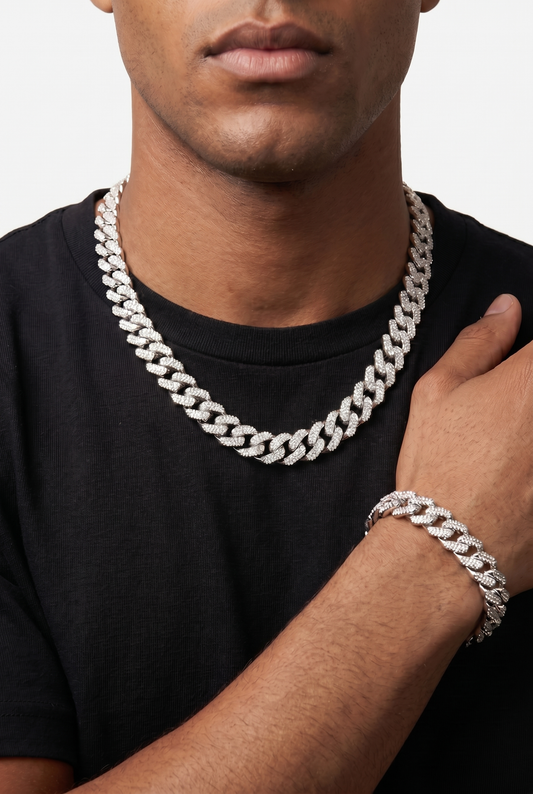 14mm Iced Prong Chain + Bracelet Set