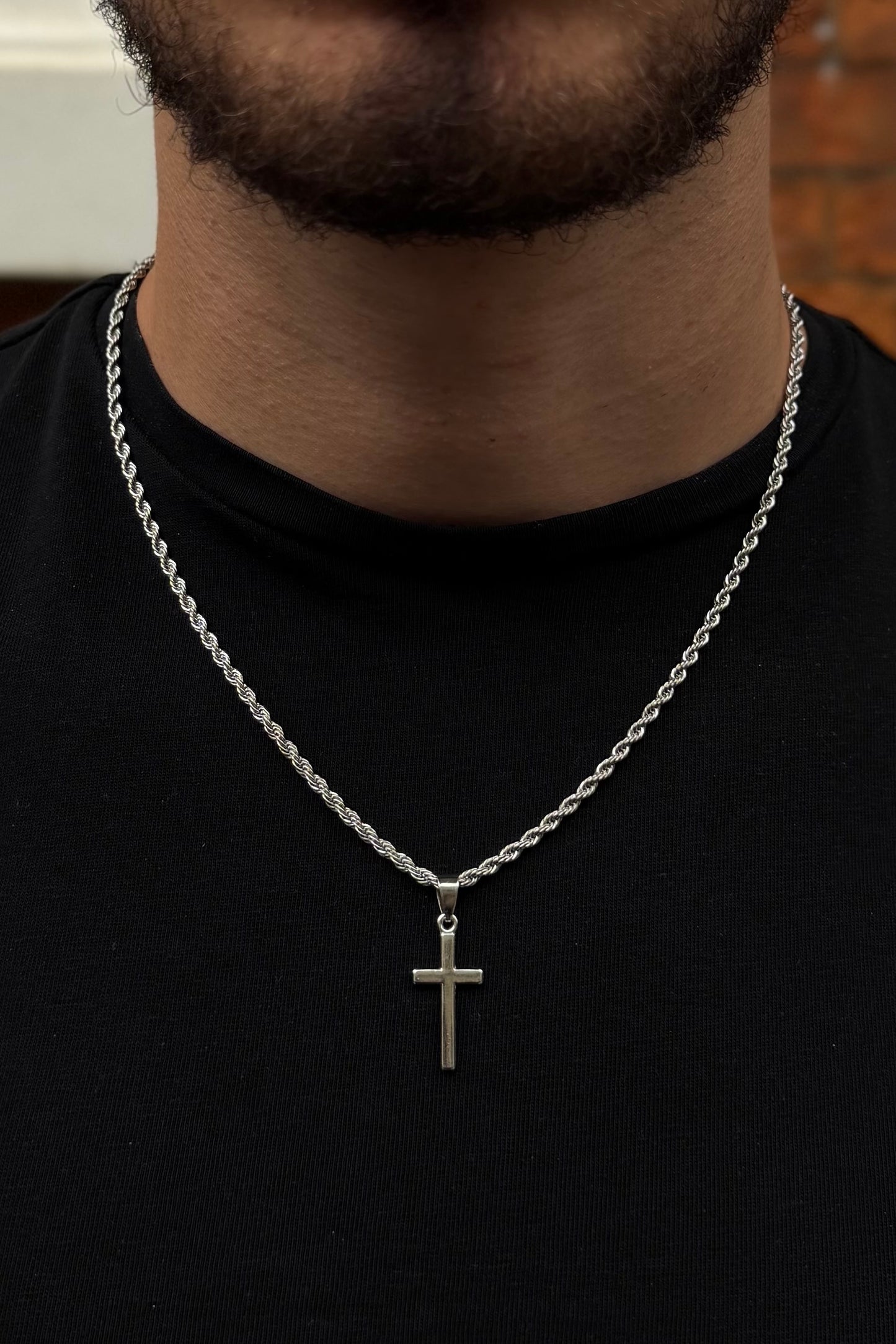 Plain Cross Pendant - White Gold