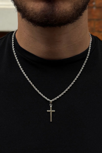 Plain Cross Pendant - White Gold