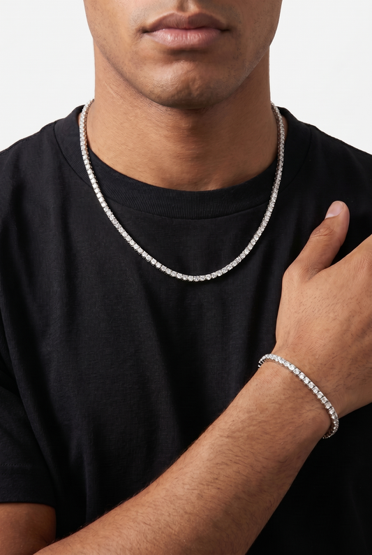 3mm Tennis Chain + Bracelet Set
