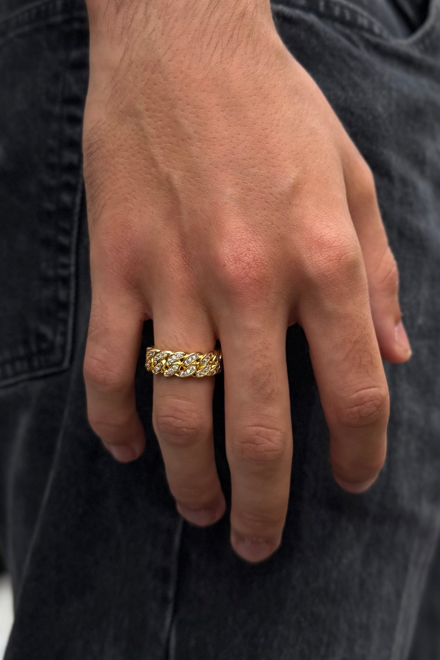 Iced Cuban Link Ring - Gold