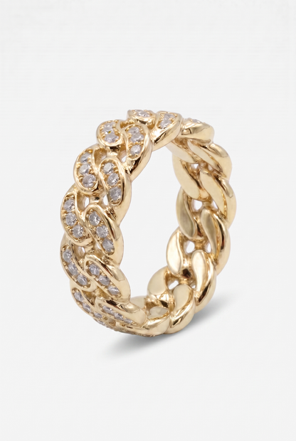 Iced Cuban Link Ring - Gold