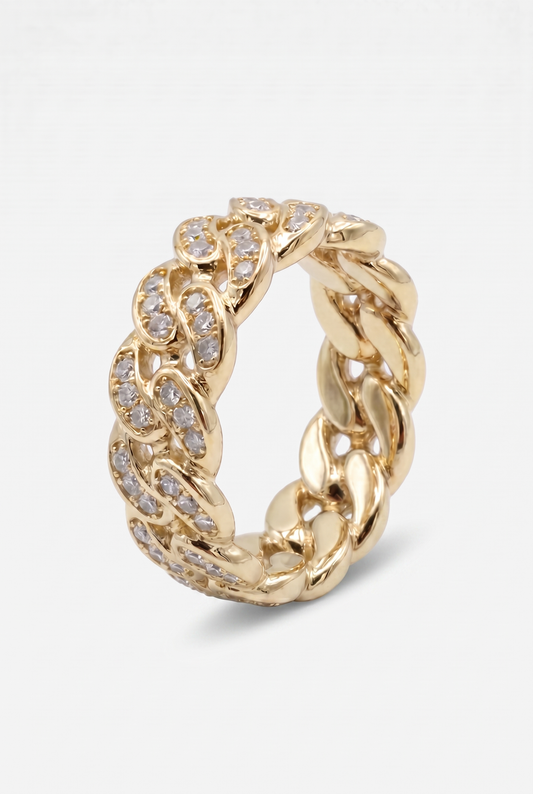 Iced Cuban Link Ring - Gold