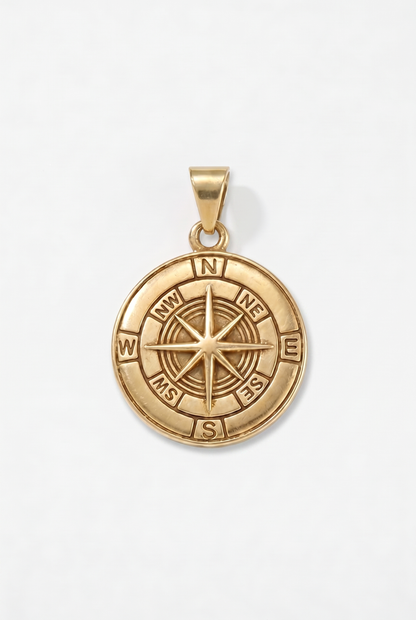 Plain Compass Pendant - Gold
