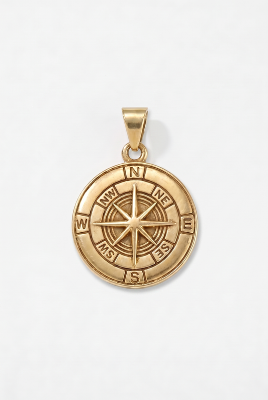 Plain Compass Pendant - Gold