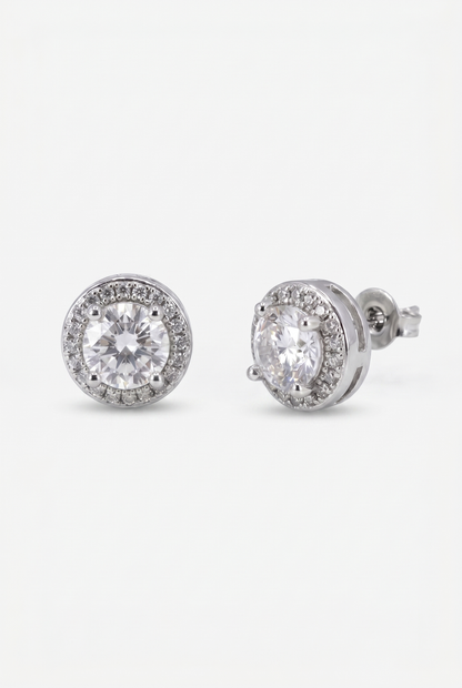 Round Cut Clustered Iced Stud Earrings