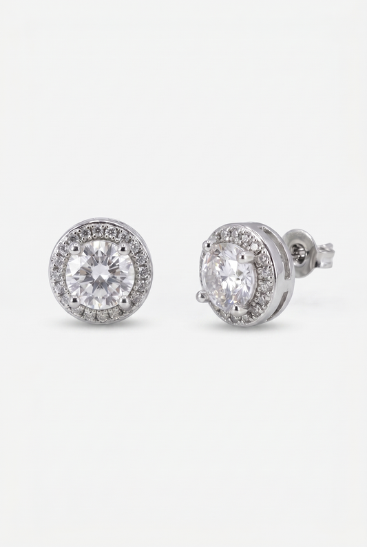 Round Cut Clustered Iced Stud Earrings