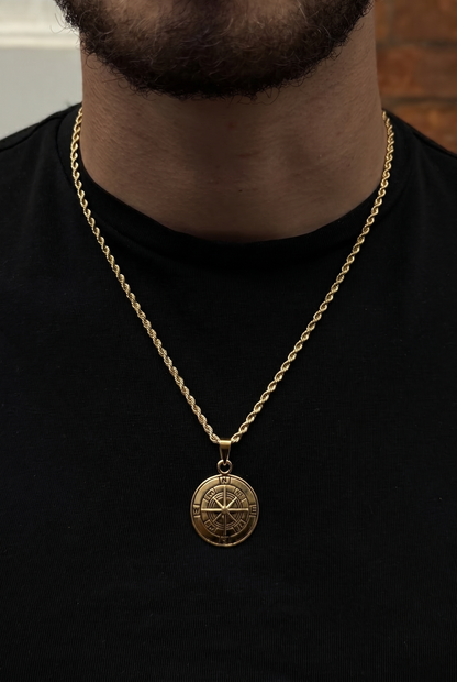 Plain Compass Pendant - Gold