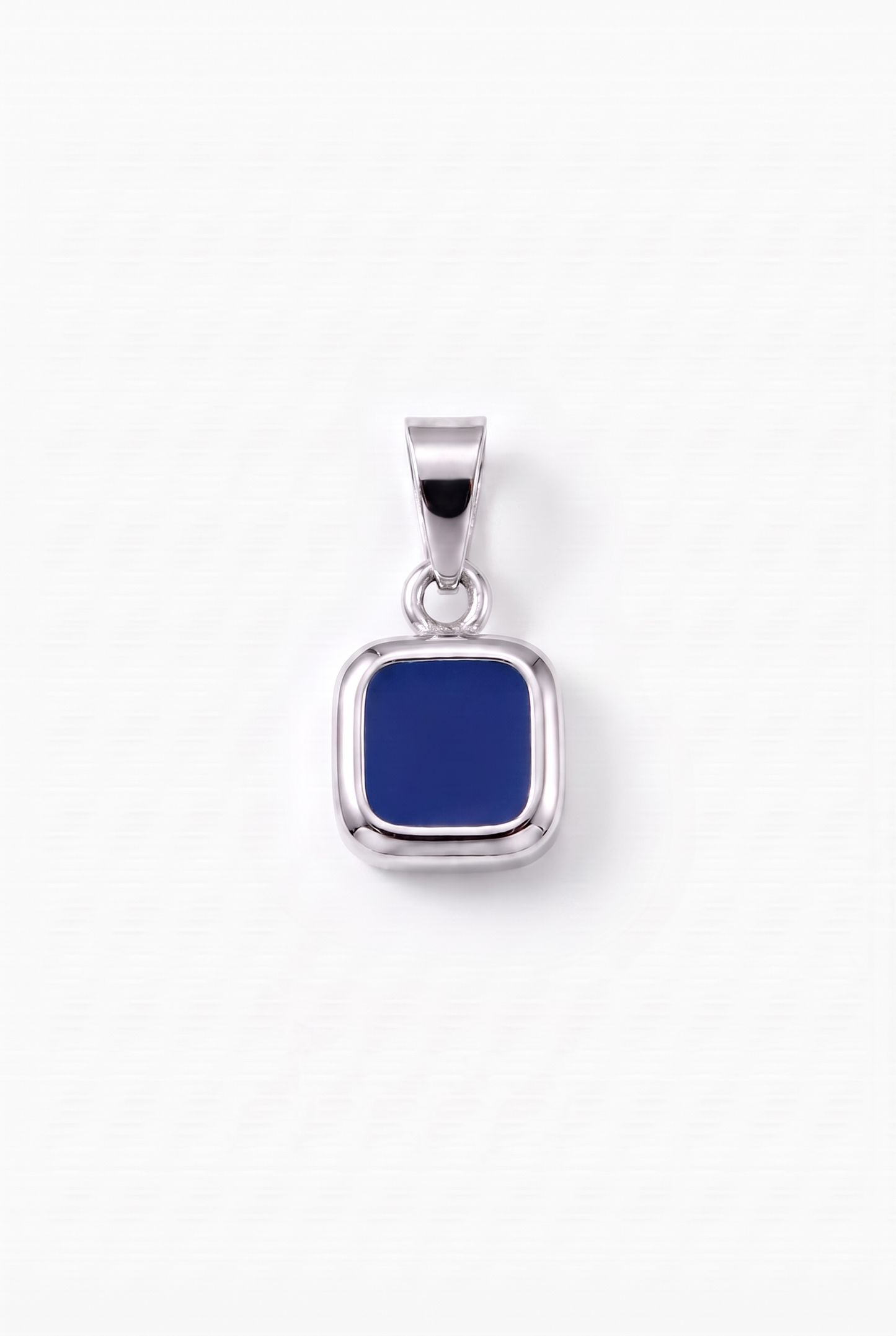 Blue Square Stone Pendant - White Gold
