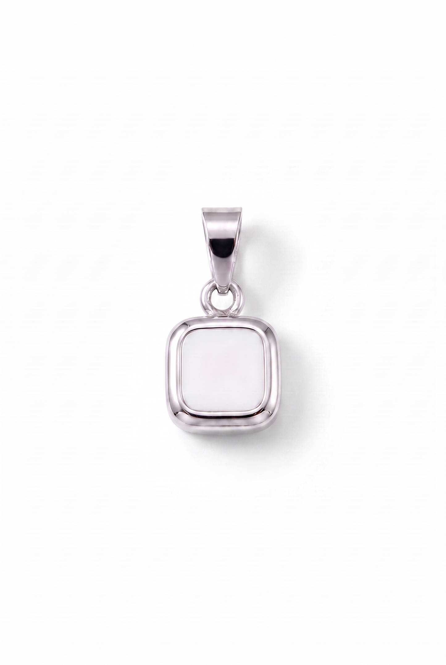 White Square Stone Pendant - White Gold