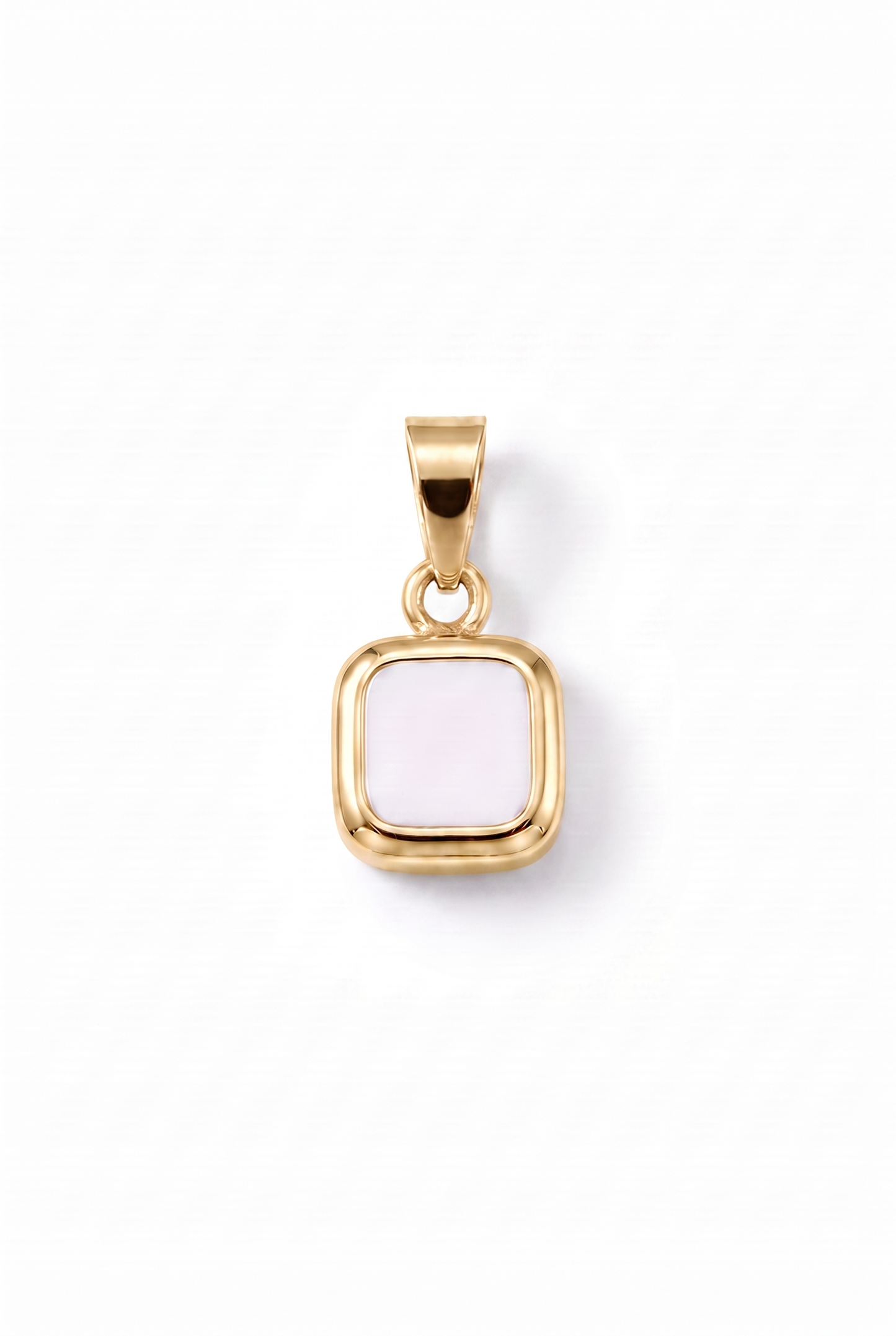 White Square Stone Pendant - Gold