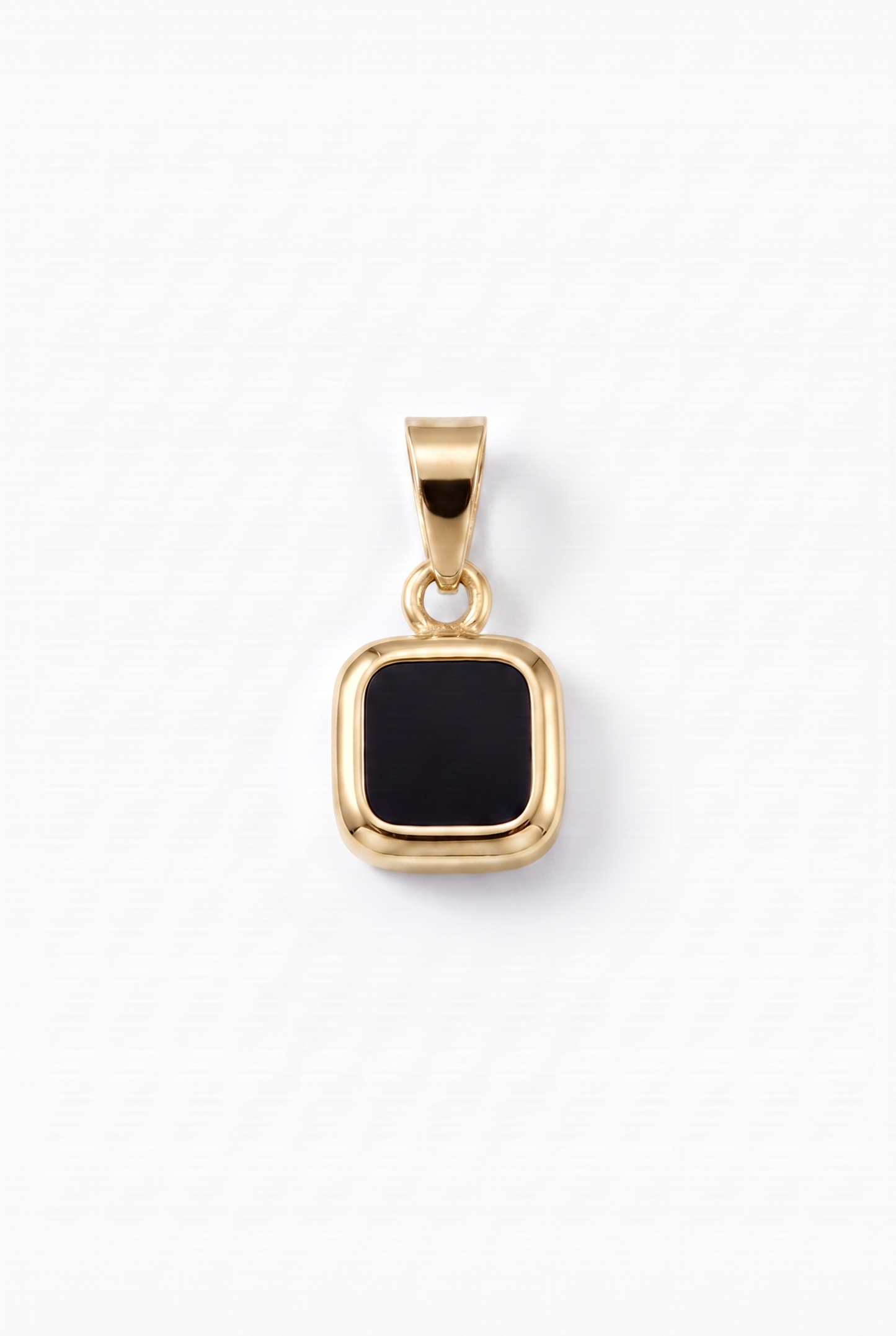 Black Square Stone Pendant - Gold