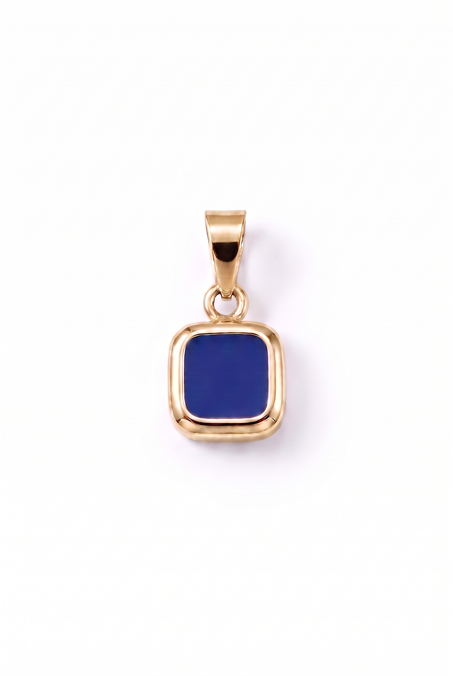 Blue Square Stone Pendant - Gold