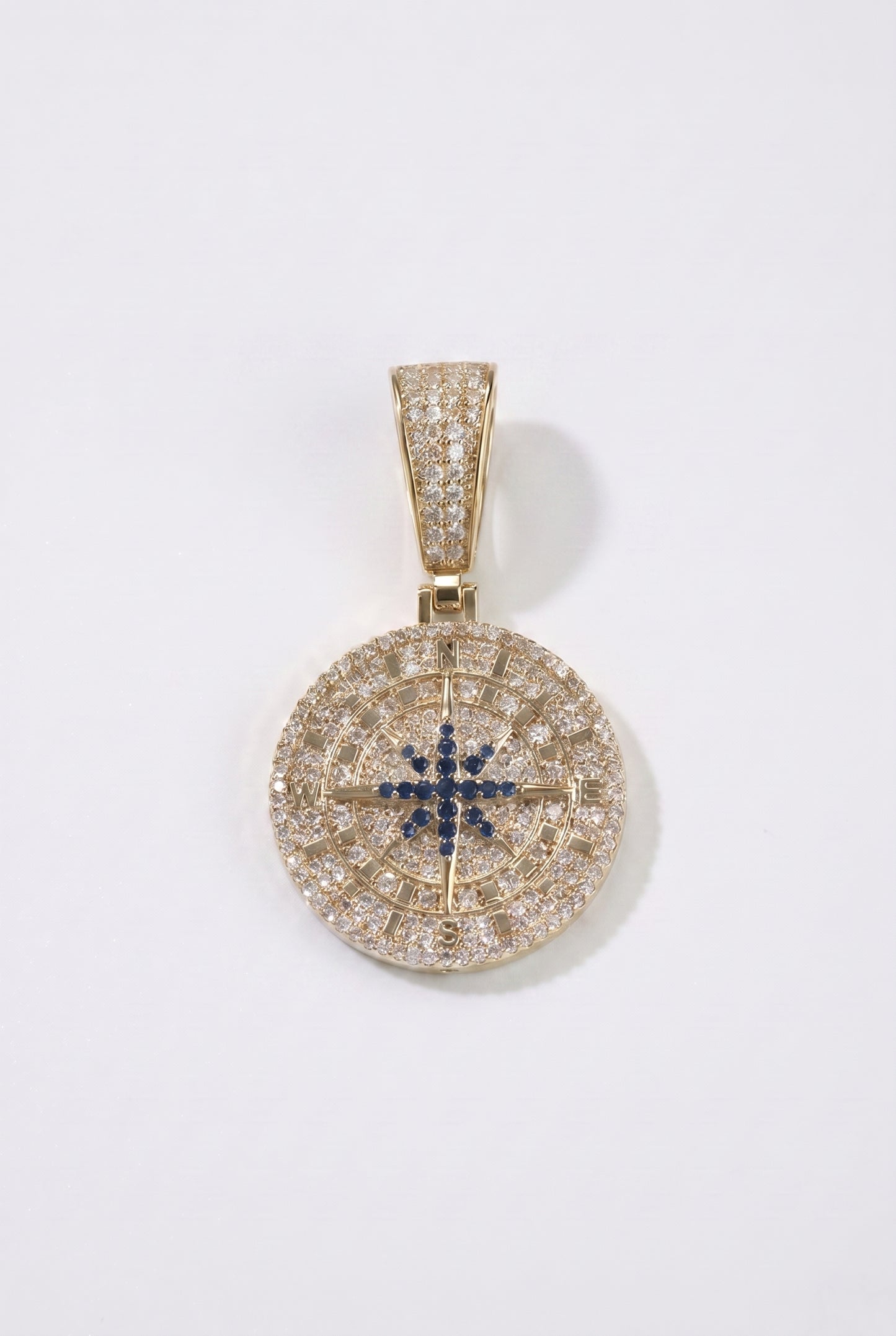 Iced Compass Pendant - Gold