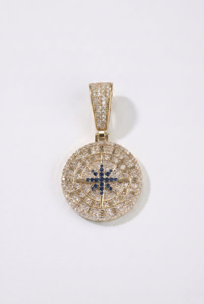 Iced Compass Pendant - Gold