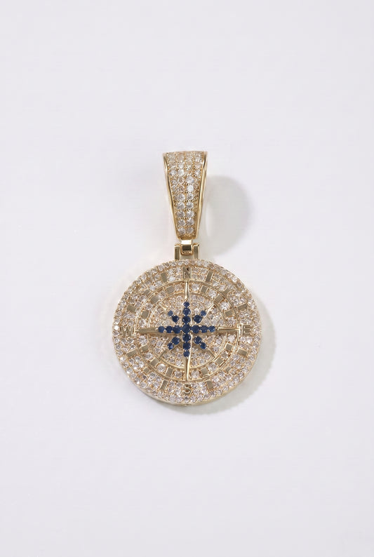 Iced Compass Pendant - Gold