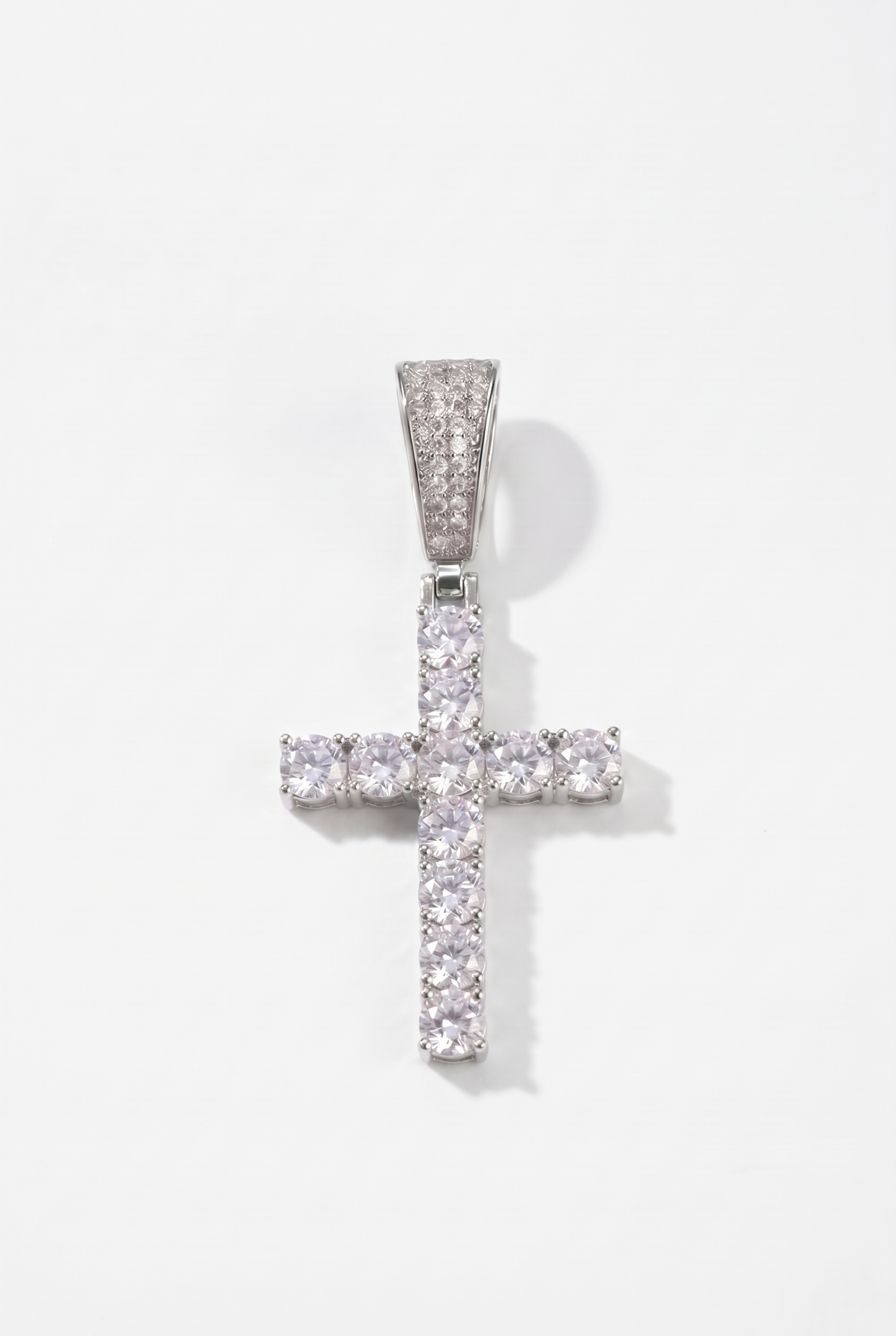 Iced Cross Pendant - White Gold