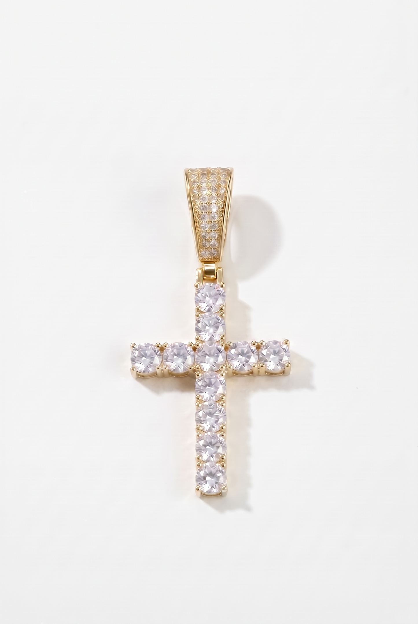 Iced Cross Pendant - Gold