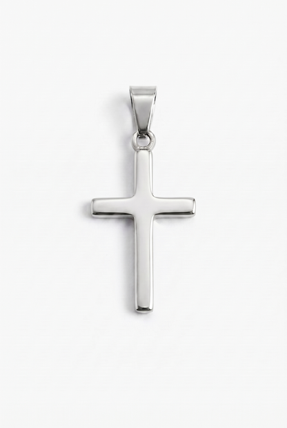 Plain Cross Pendant - White Gold