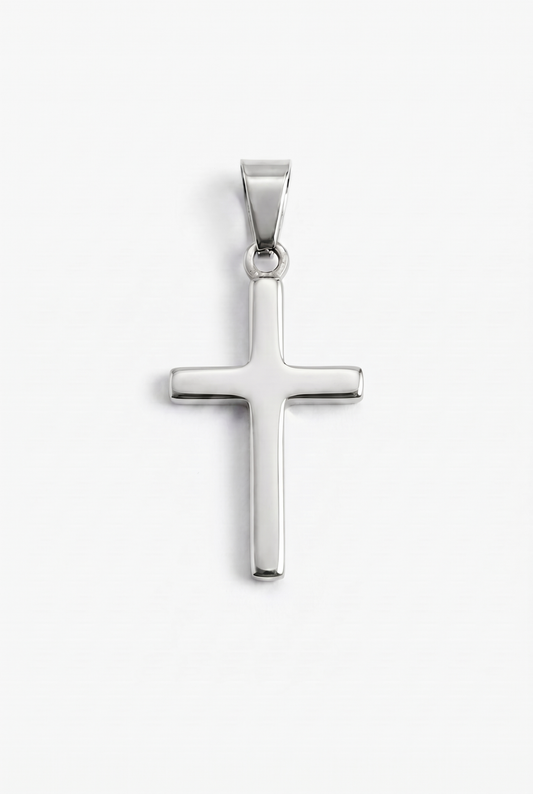 Plain Cross Pendant - White Gold