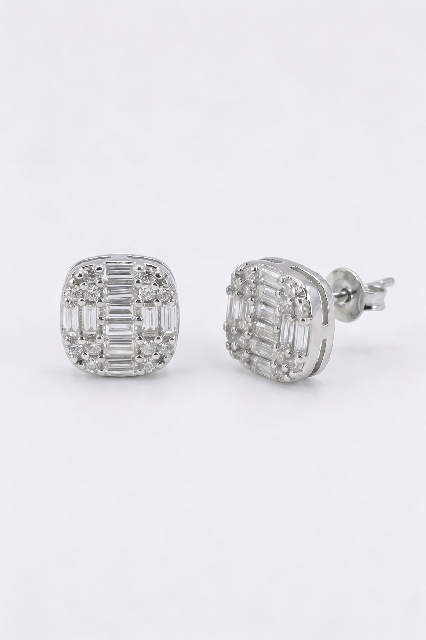 Square Cut Clustered Iced Stud Earrings